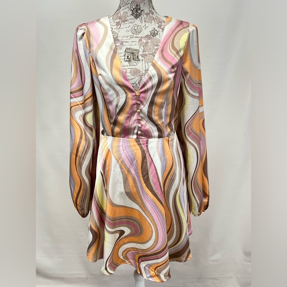 AFRM x NORDSTROM Swirl pattern‎ cutout mini dress size L.